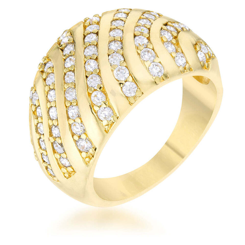 Shayla 0.95ct CZ 14k Gold Contemporary Dome Ring - size 8